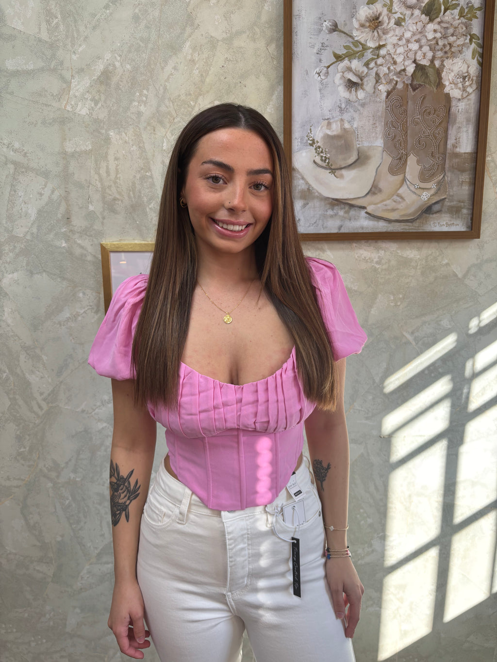 Corset Puff Sleeve Crop Top