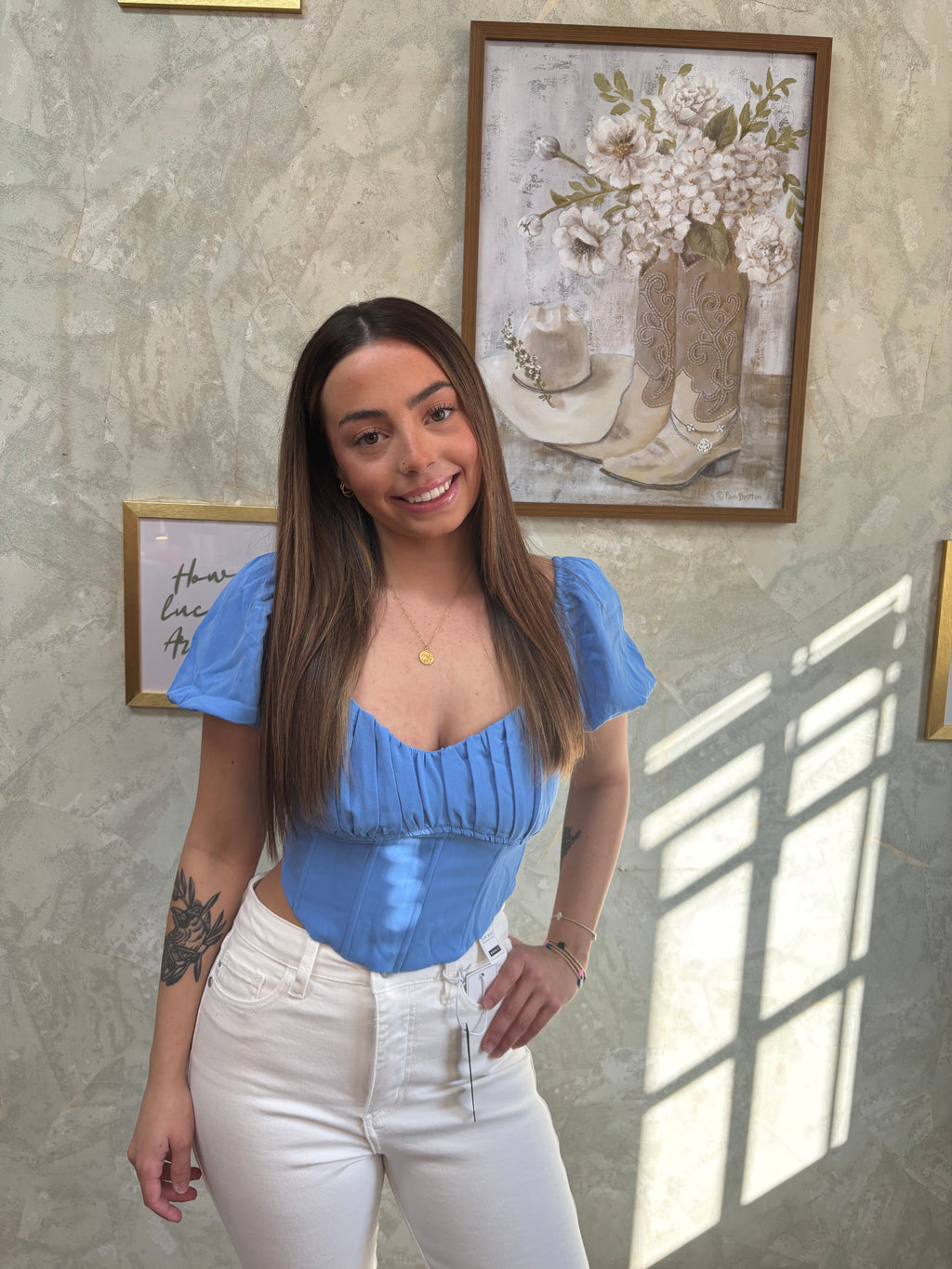 Corset Puff Sleeve Crop Top