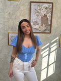 Corset Puff Sleeve Crop Top