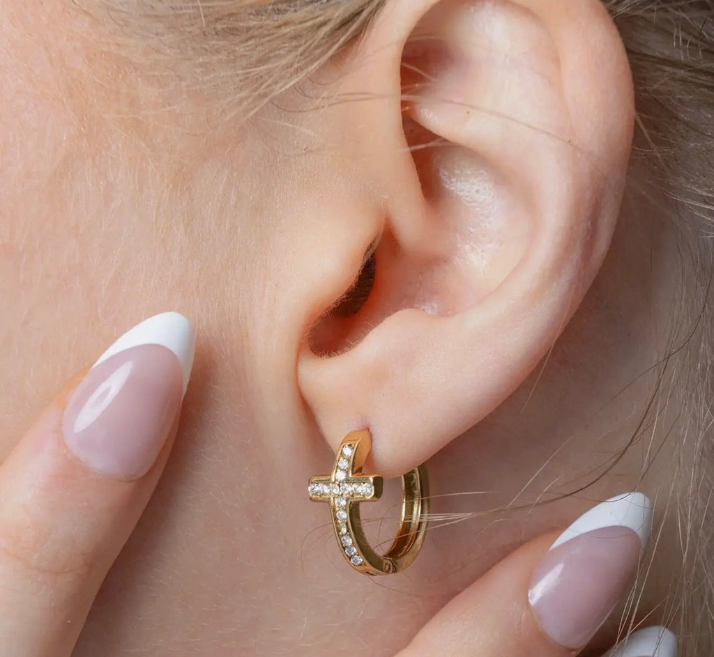 Cross Hoop Earrings