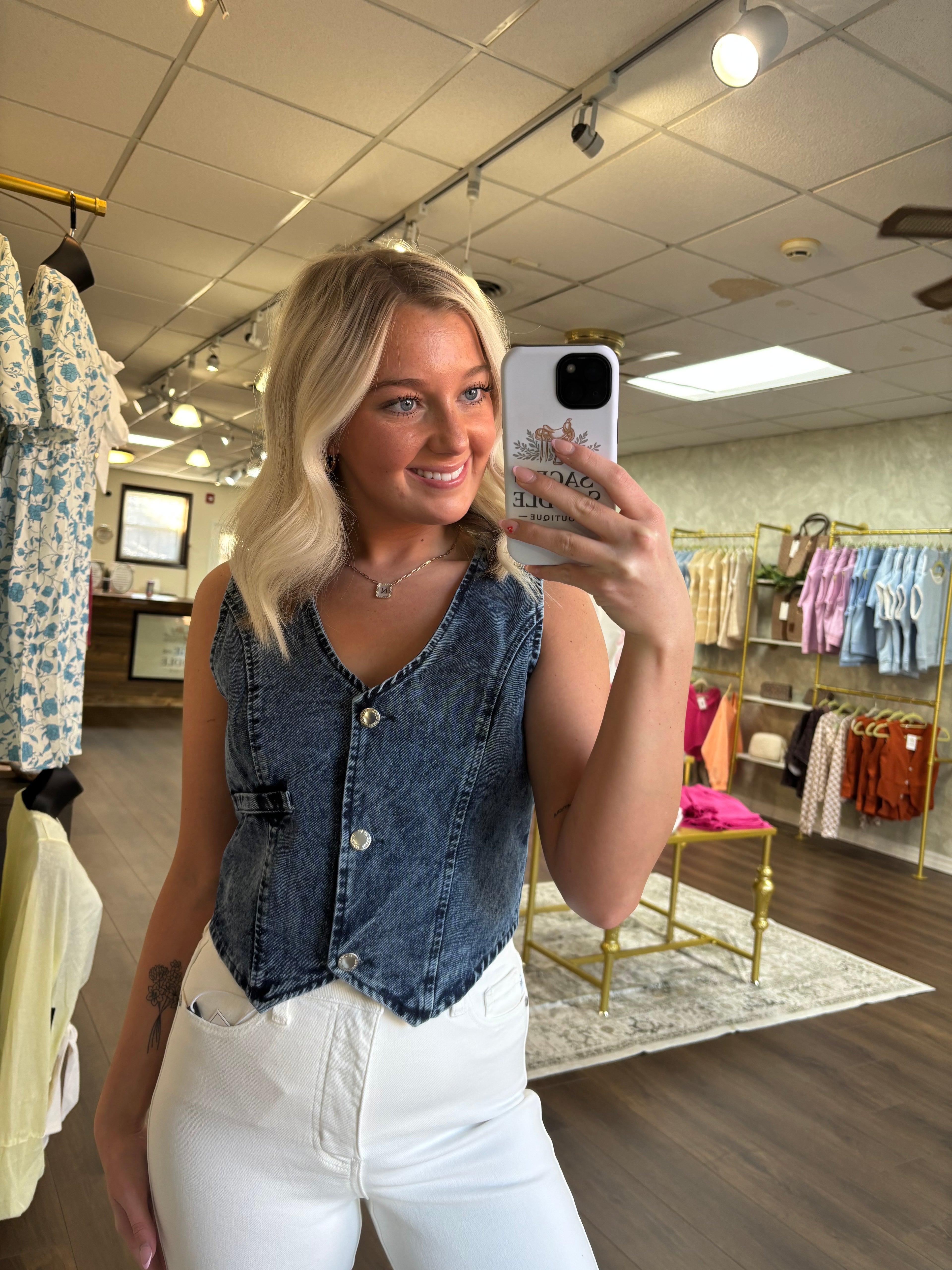 V-Neck Denim Vest