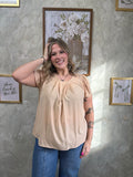 Casual Solid Petal Cap Sleeve Bouse