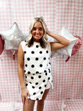 Polka Dot Print Tank and Mini Skort Set