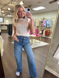 Denim HR Crossover Wide Leg Jeans