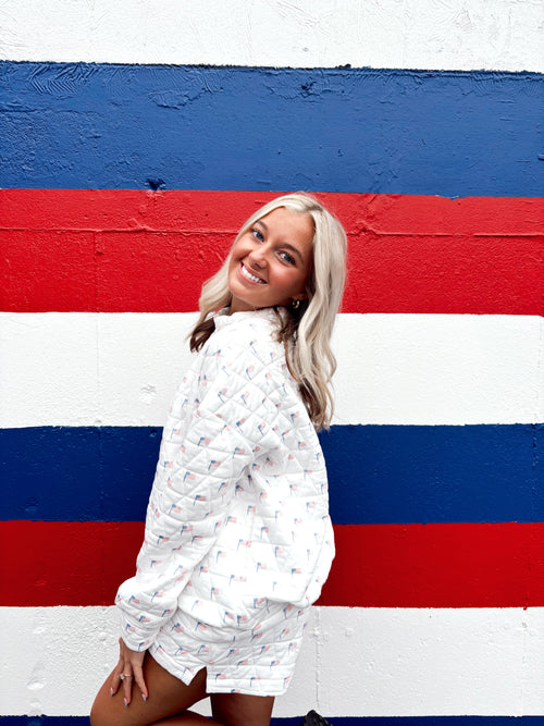 All-American Quilted Mock Neck