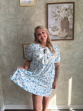 Bow Puff Sleeve Mini Dress