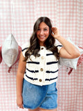 Button Striped Knit Vest