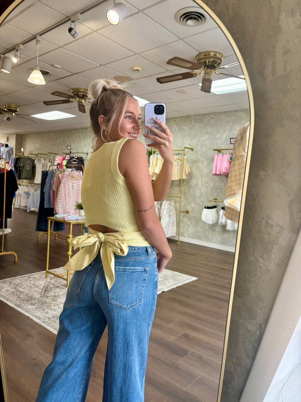 Knitted Knot Cutout Top