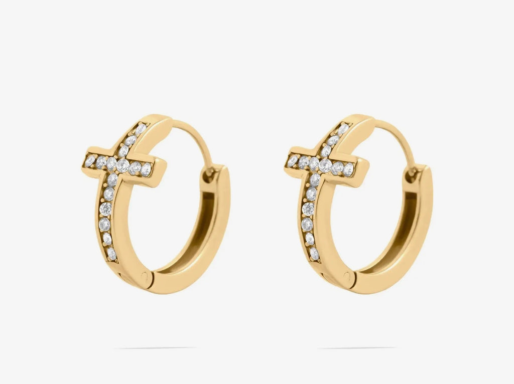 Cross Hoop Earrings