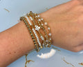 Pearl and Gold Set of 7 Stretch Bracelet