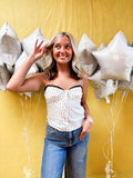 Dotted Lace Trim Corset Cami