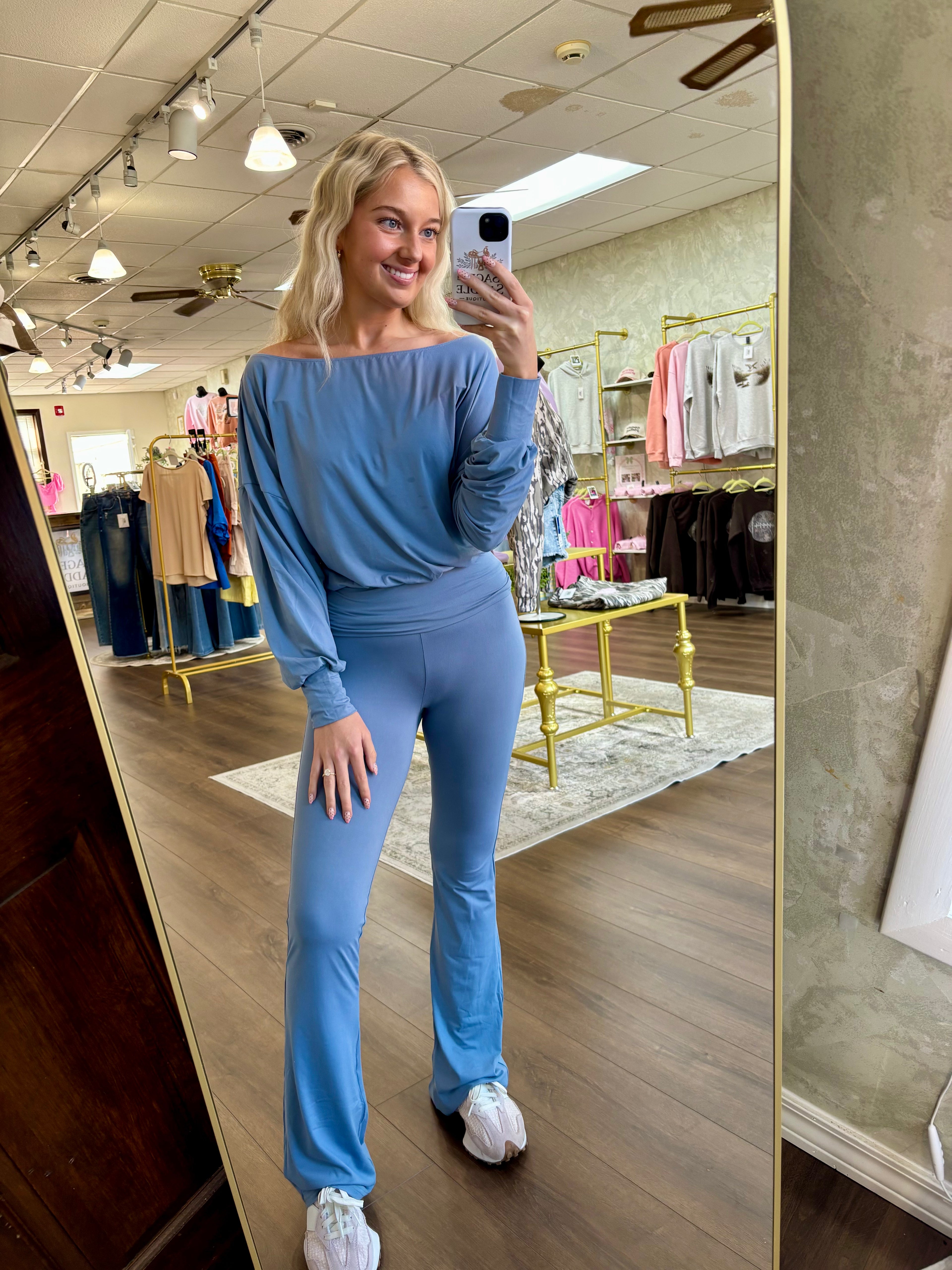 Soft Knit Fold Over Flare Leggings