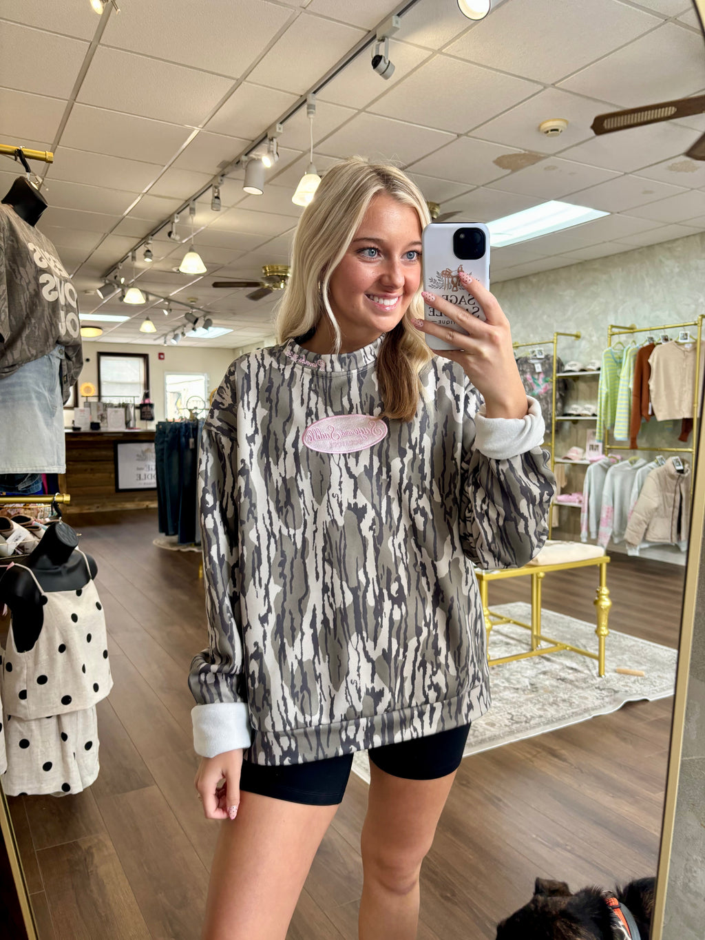 Sage & Saddle Bottomland Camo Mock Neck Sweatshirt