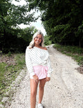 Polka Dot Off The Shoulder Sweatshirt