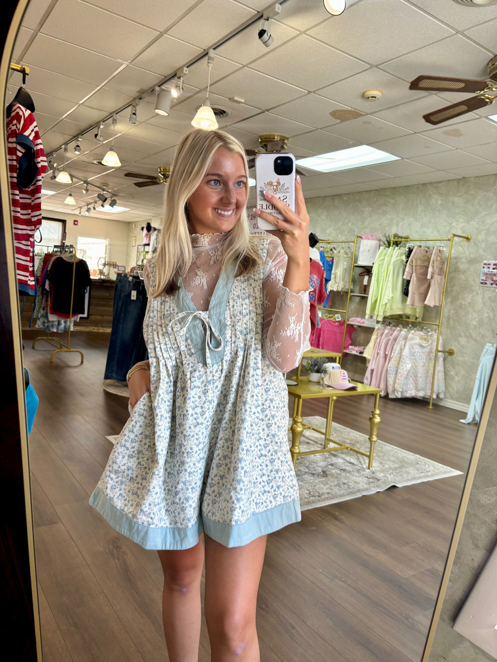 Free Spirited Pleated Denim Romper