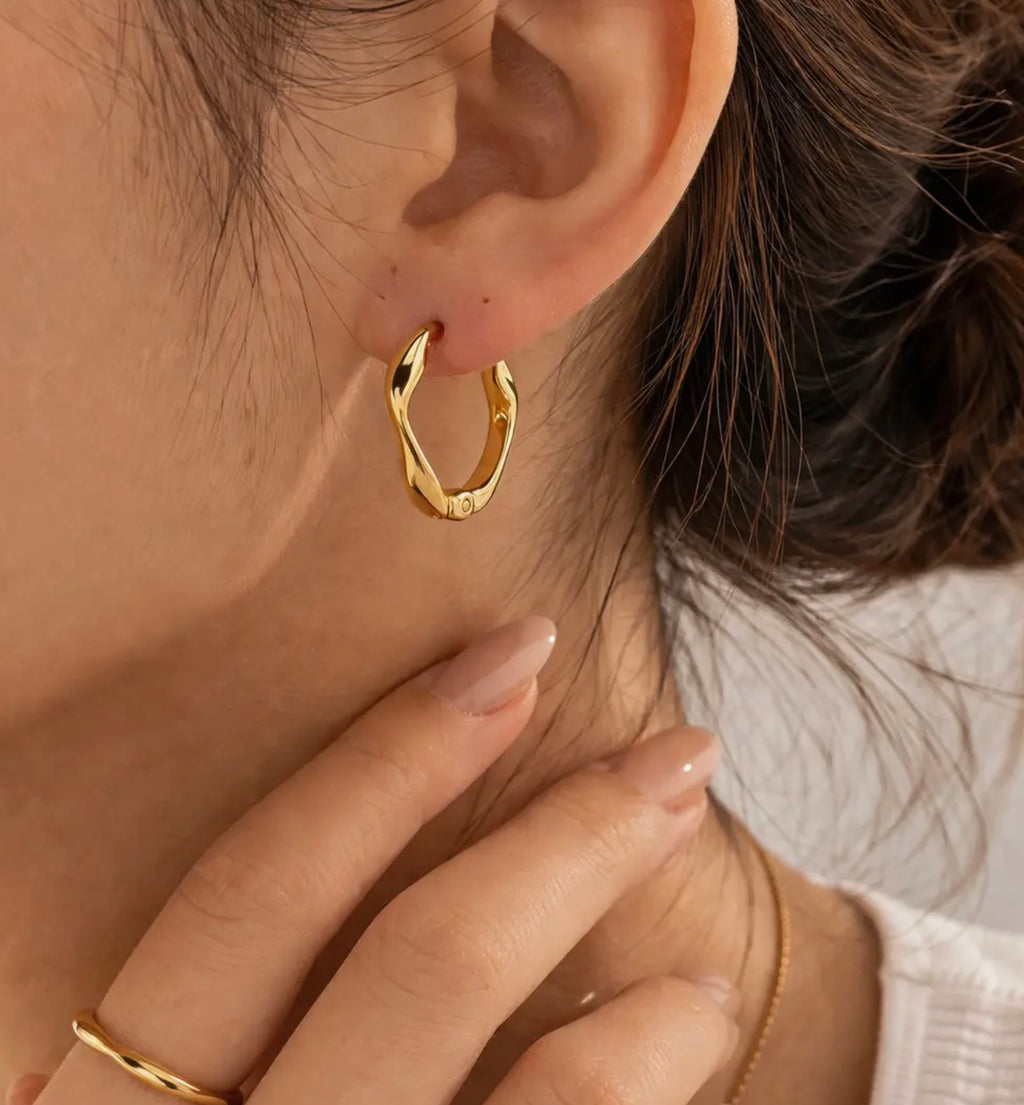 Abstract Small Hoop Earrings