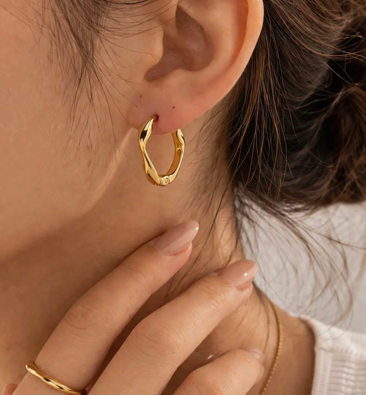 Abstract Small Hoop Earrings