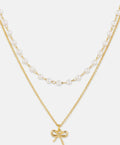 Double Layered Pearl & Bow Necklace