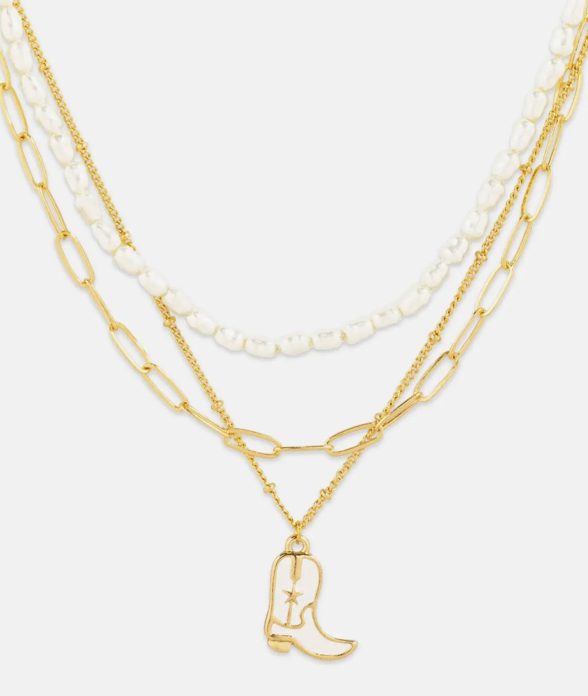 Layered Cowgirl Boot Necklace