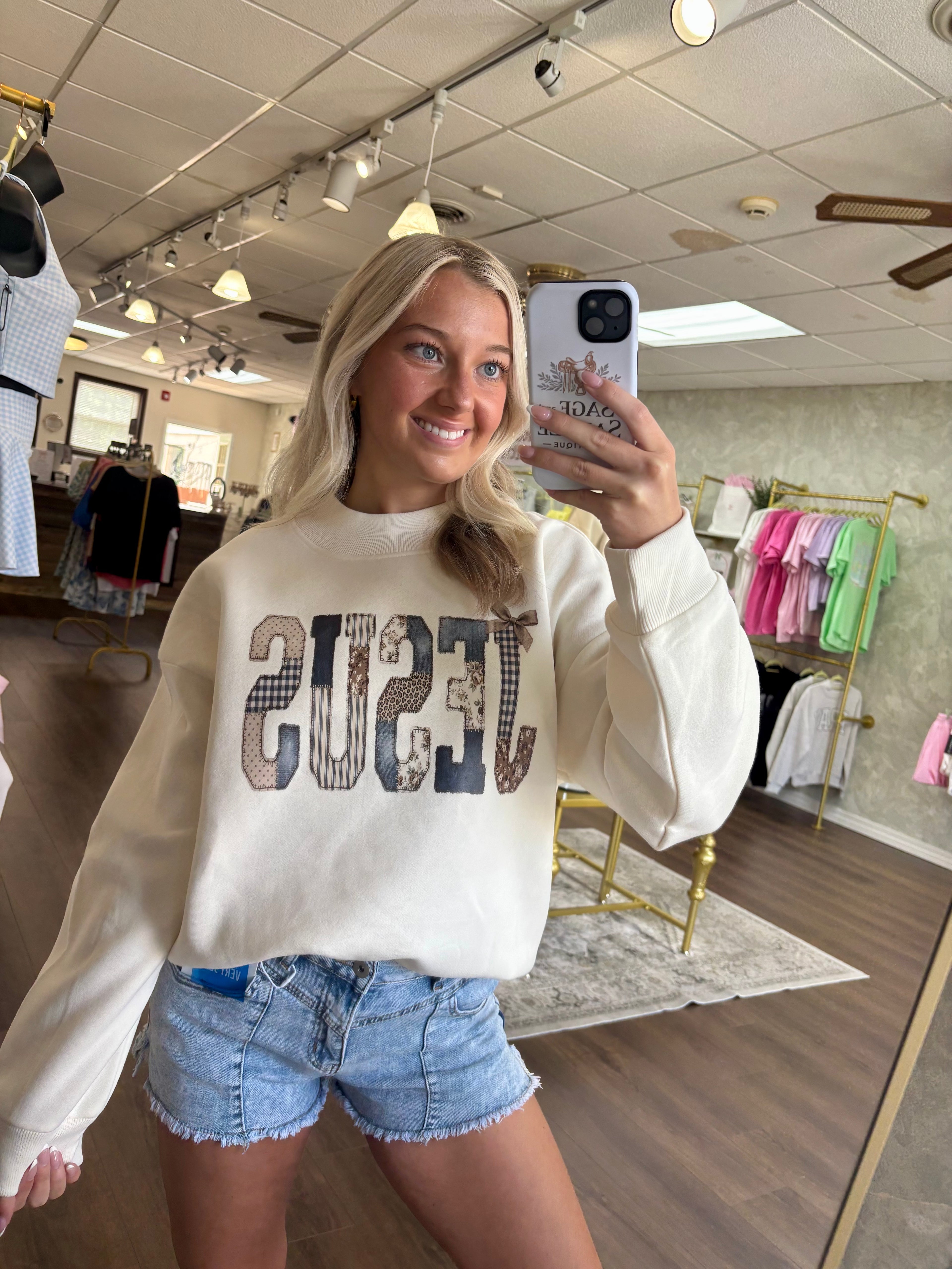 JESUS Patchwork Mock Neck