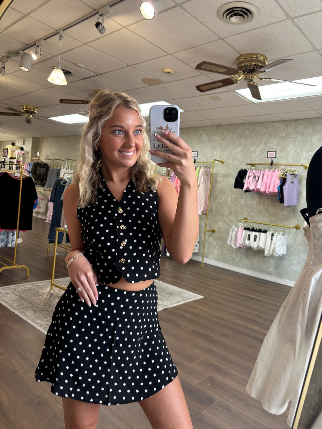 Polka Dot Halter Top & Skirt Set