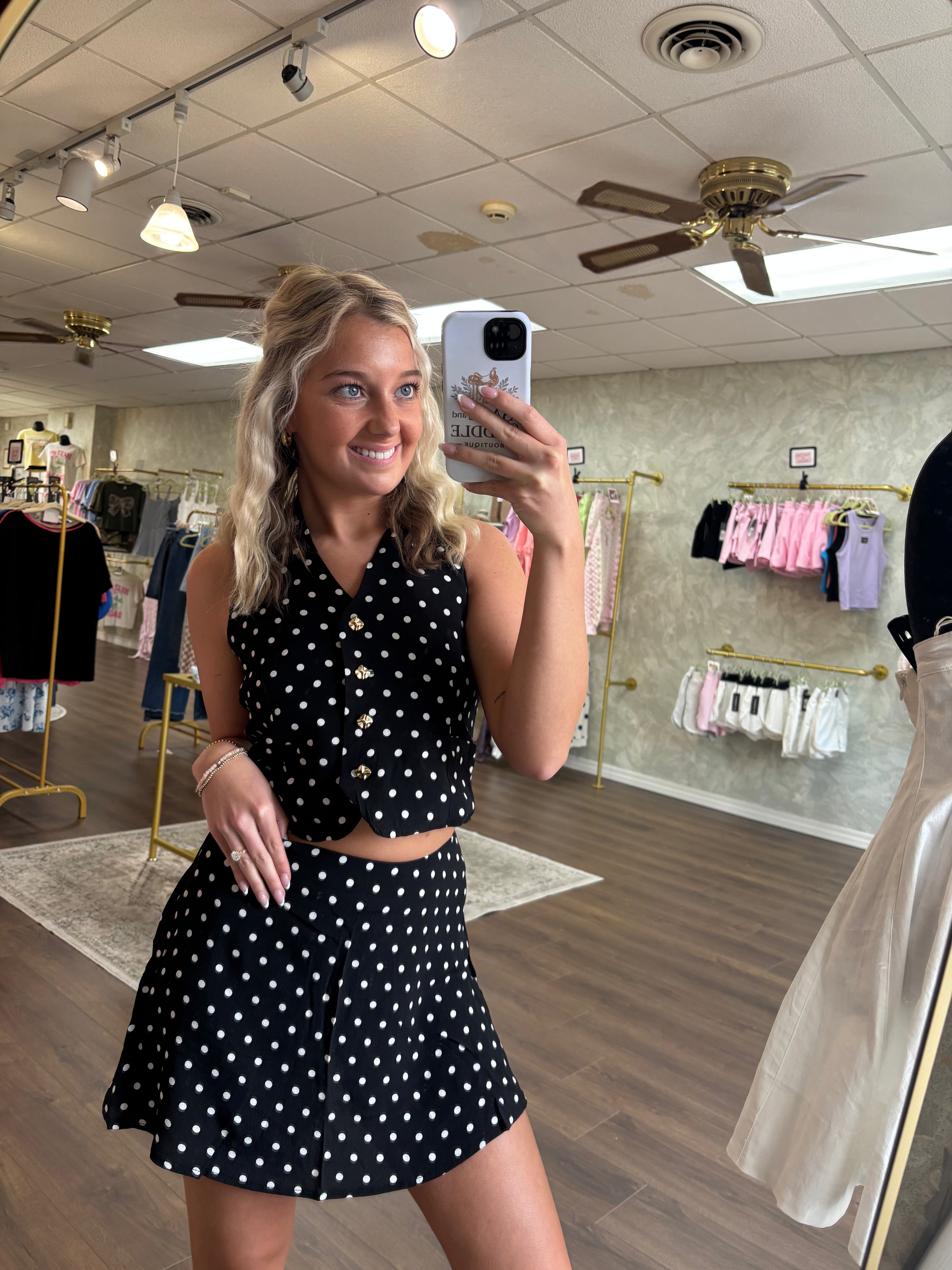 Polka Dot Halter Top & Skirt Set