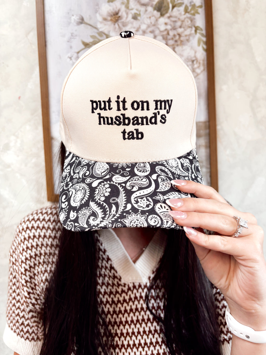 "PUT IT ON MY HUSBANDS TAB" Hat